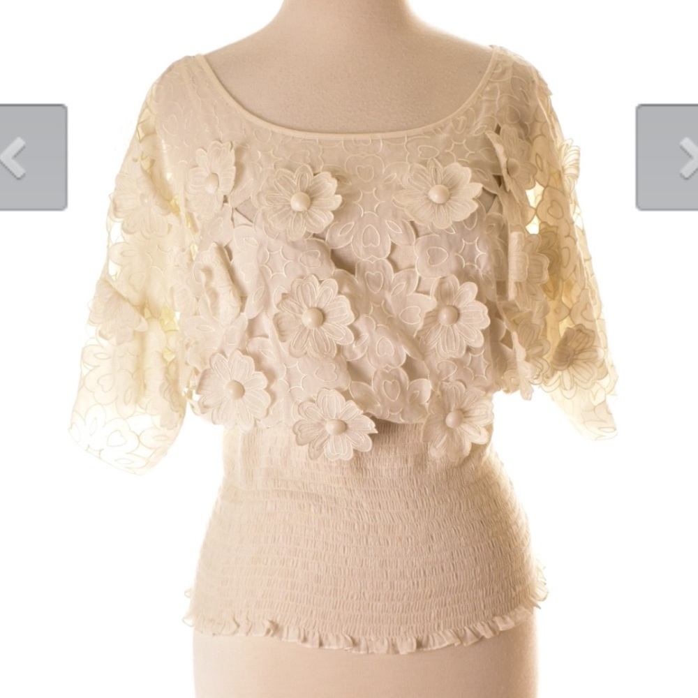 Catherine malandrino floral embroidered top sz 6